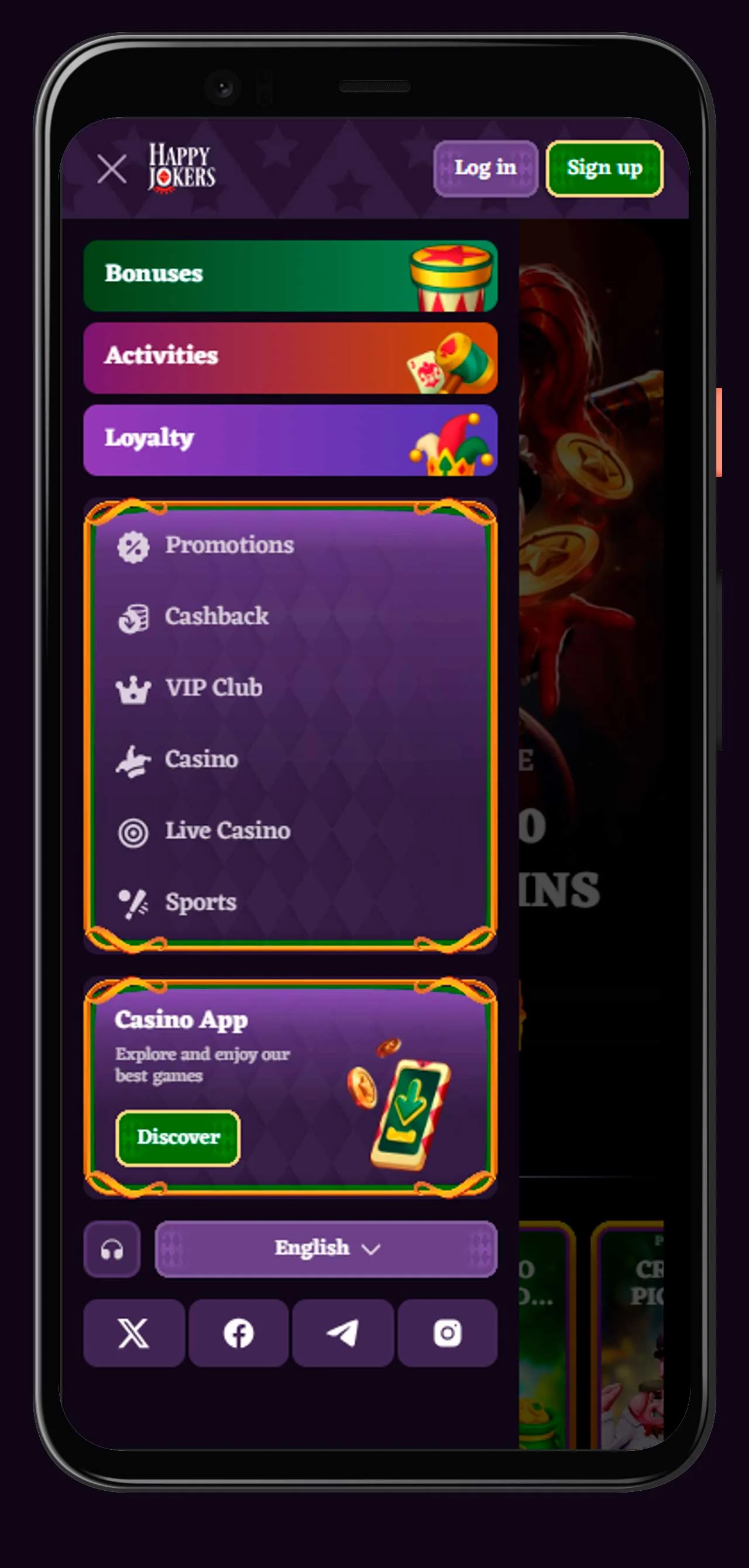 Mobile Navigation HappyJokers Casino